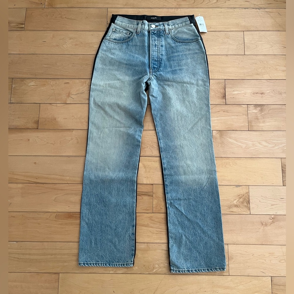 NWT - Amiri Combo Leather and Denim Pants
